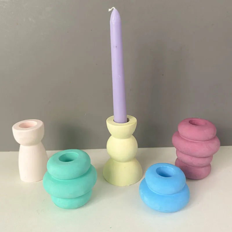 DIY Concrete Semicircle Candle Holder Silicone Mold Geometric Candle Holder Making Resin Plaster Craft Molds Home Decor Supplies acacuss