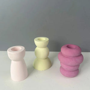 DIY Concrete Semicircle Candle Holder Silicone Mold Geometric Candle Holder Making Resin Plaster Craft Molds Home Decor Supplies acacuss