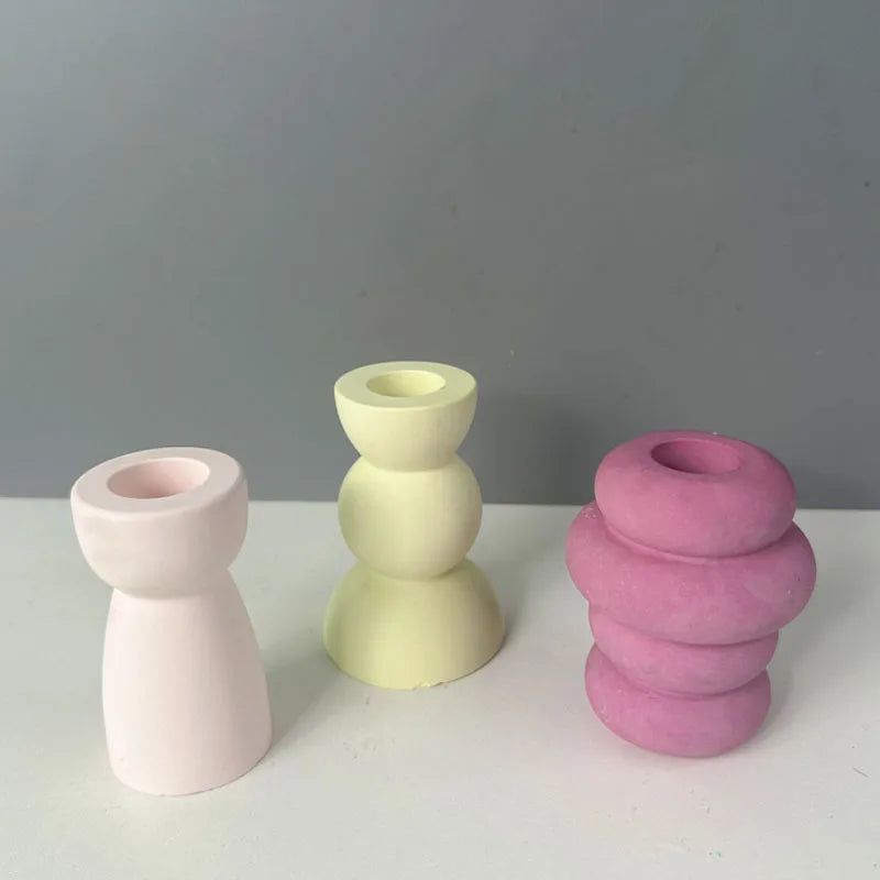 DIY Concrete Semicircle Candle Holder Silicone Mold Geometric Candle Holder Making Resin Plaster Craft Molds Home Decor Supplies acacuss