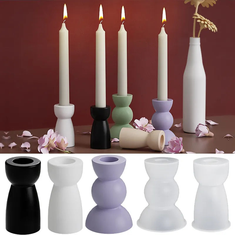DIY Concrete Semicircle Candle Holder Silicone Mold Geometric Candle Holder Making Resin Plaster Craft Molds Home Decor Supplies acacuss