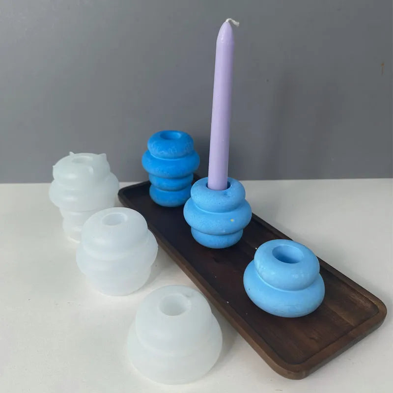 DIY Concrete Semicircle Candle Holder Silicone Mold Geometric Candle Holder Making Resin Plaster Craft Molds Home Decor Supplies acacuss