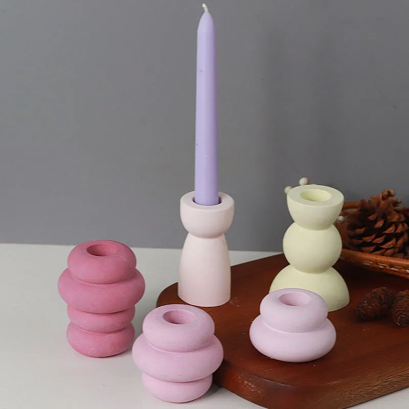 DIY Concrete Semicircle Candle Holder Silicone Mold Geometric Candle Holder Making Resin Plaster Craft Molds Home Decor Supplies acacuss