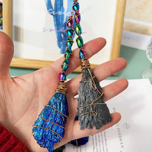 DIY Handmade Natural Healing Crystal Colorful Black Tourmaline Witch Broom Wicca Halloween Party Decoration Dollhouse Accessorie acacuss