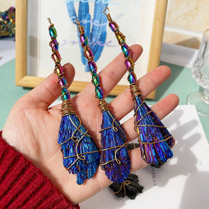 DIY Handmade Natural Healing Crystal Colorful Black Tourmaline Witch Broom Wicca Halloween Party Decoration Dollhouse Accessorie acacuss