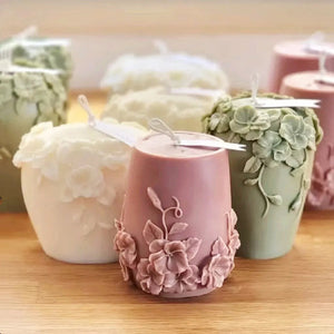 DIY New Nordic Rattan Flowers Silicone Candle Mold Gypsum form Carving Art Aromatherapy Plaster Home Decor Mold Wedding Gift acacuss