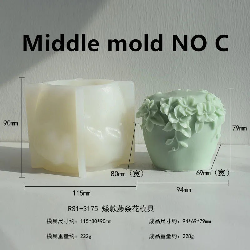 DIY New Nordic Rattan Flowers Silicone Candle Mold Gypsum form Carving Art Aromatherapy Plaster Home Decor Mold Wedding Gift acacuss