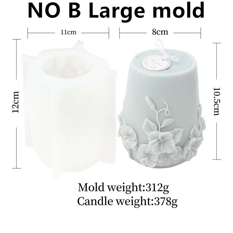 DIY New Nordic Rattan Flowers Silicone Candle Mold Gypsum form Carving Art Aromatherapy Plaster Home Decor Mold Wedding Gift acacuss