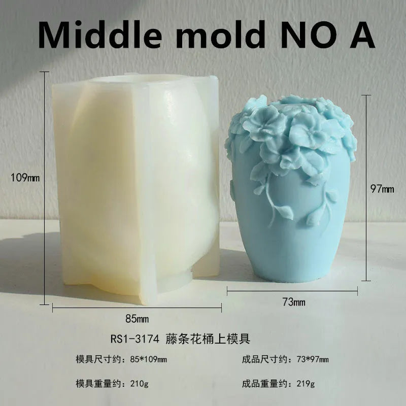 DIY New Nordic Rattan Flowers Silicone Candle Mold Gypsum form Carving Art Aromatherapy Plaster Home Decor Mold Wedding Gift acacuss