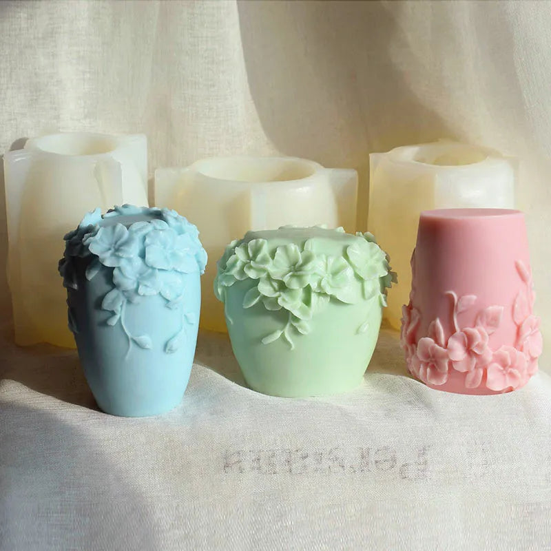DIY New Nordic Rattan Flowers Silicone Candle Mold Gypsum form Carving Art Aromatherapy Plaster Home Decor Mold Wedding Gift acacuss