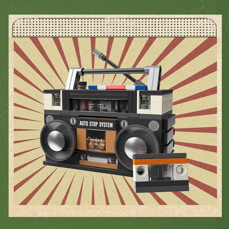 DIY Retro Electrical Appliances Furniture TV Computer Tape Walkman Game Consoles Radio Building Blocks Model Bricks Sets Toys acacuss