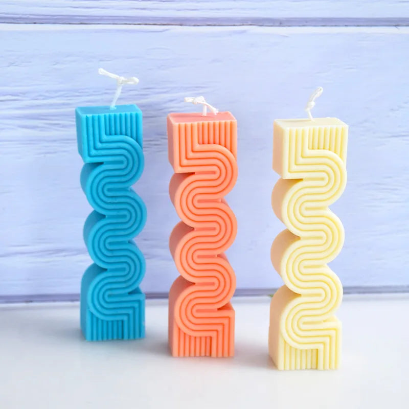 DIY S-shaped geometric line candle silicone mold wave stripe candle silicone mold home decor Candle making mold acacuss