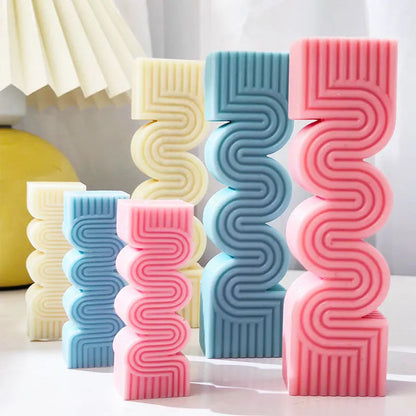 DIY S-shaped geometric line candle silicone mold wave stripe candle silicone mold home decor Candle making mold acacuss