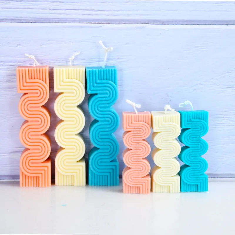 DIY S-shaped geometric line candle silicone mold wave stripe candle silicone mold home decor Candle making mold acacuss