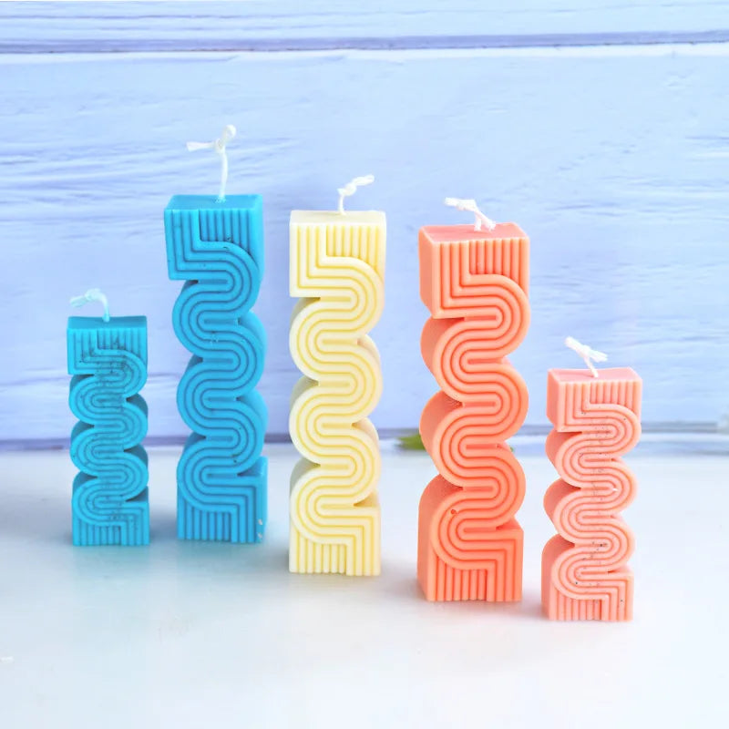 DIY S-shaped geometric line candle silicone mold wave stripe candle silicone mold home decor Candle making mold acacuss