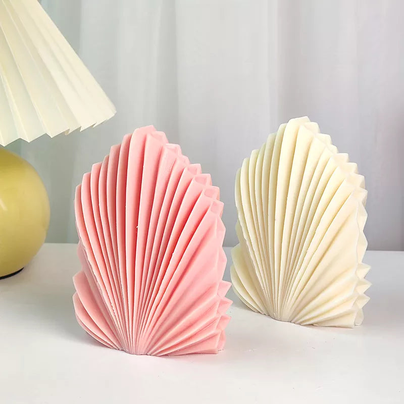 DIY Silicone Candle Mold Leaf Scented Candle Making Resin Molds Geometric Large Scallop Candle Soap Plaster Wax Mold Home Decor acacuss