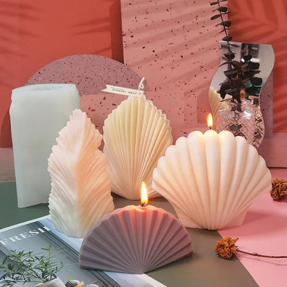 DIY Silicone Candle Mold Leaf Scented Candle Making Resin Molds Geometric Large Scallop Candle Soap Plaster Wax Mold Home Decor acacuss