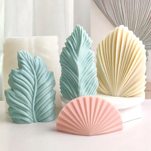 DIY Silicone Candle Mold Leaf Scented Candle Making Resin Molds Geometric Large Scallop Candle Soap Plaster Wax Mold Home Decor acacuss