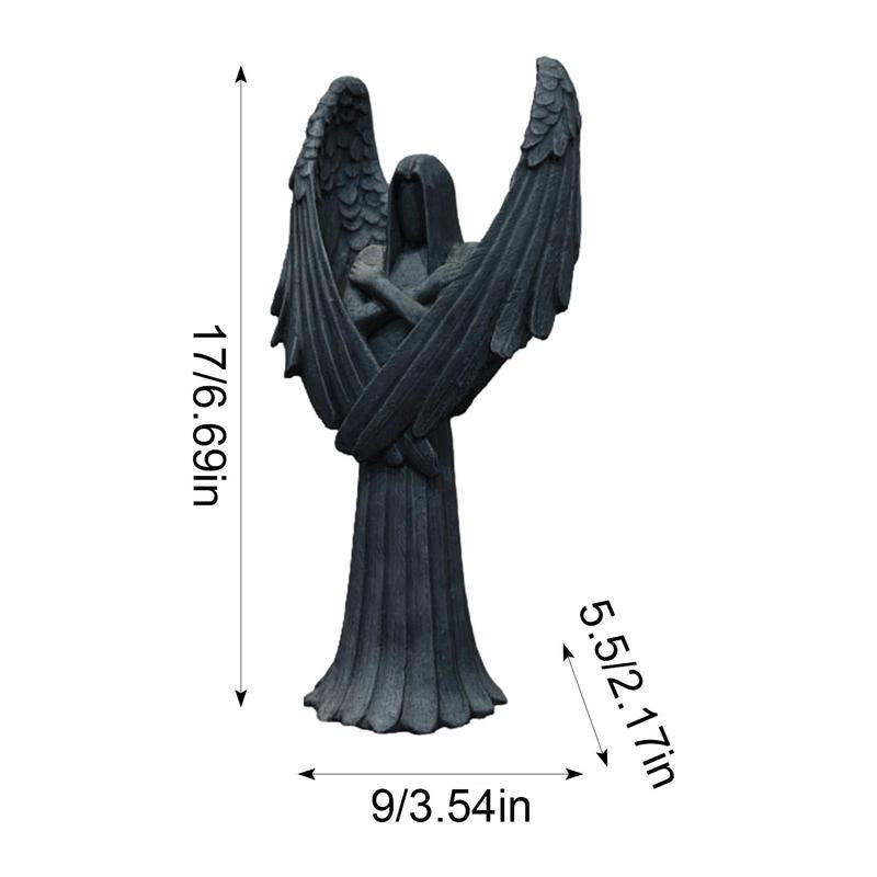 2023 New Dark Angel Sculpture Resin Praying Angel Sculpture Figurine Gothic Desktop Black Sculptures For Home Decor Ornaments acacuss