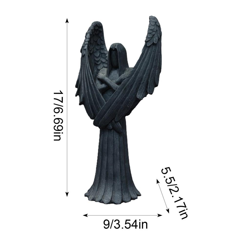 2023 New Dark Angel Sculpture Resin Praying Angel Sculpture Figurine Gothic Desktop Black Sculptures For Home Decor Ornaments acacuss