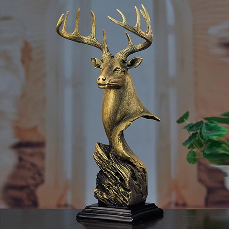 Decorative Copper Deer Head Statue or Deer Head Sculpture for Rustic Lodge or Hunting Cabin Decor Wildlife As Gifts for Hunters acacuss