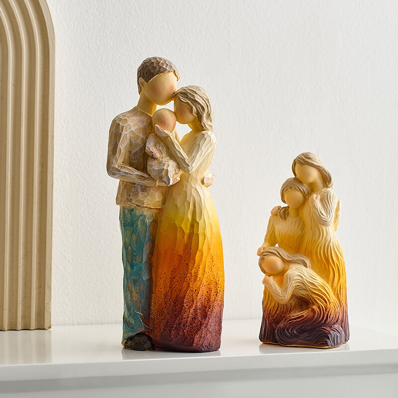 Decorative Family Theme Figurines Home Decoration Crafts Abstract People Sculptures European Style Living Room Desk Accessories acacuss