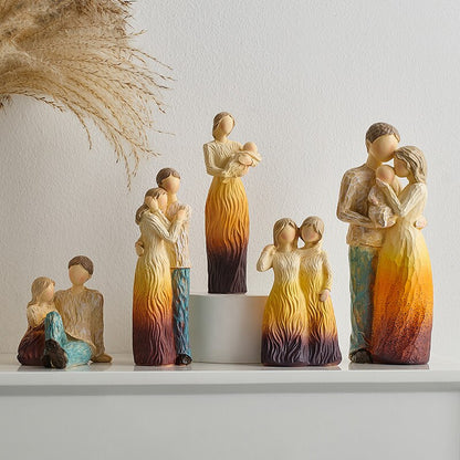 Decorative Family Theme Figurines Home Decoration Crafts Abstract People Sculptures European Style Living Room Desk Accessories acacuss
