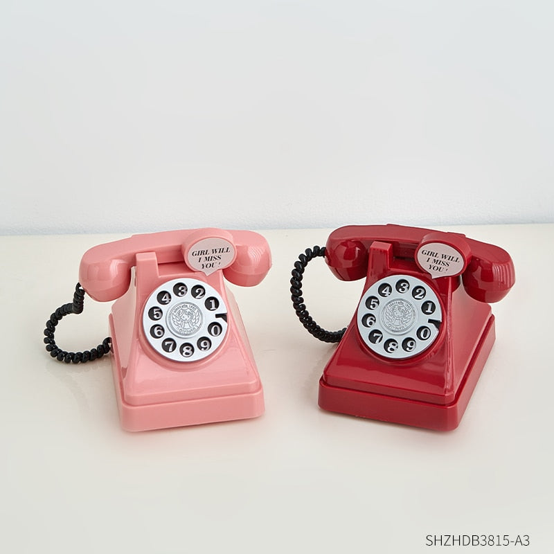 Decorative Figurines Vintage Telephone Money Saving Boxes Classical Office Desk Accessories Creative Piggy Bank Birthday Gifts acacuss