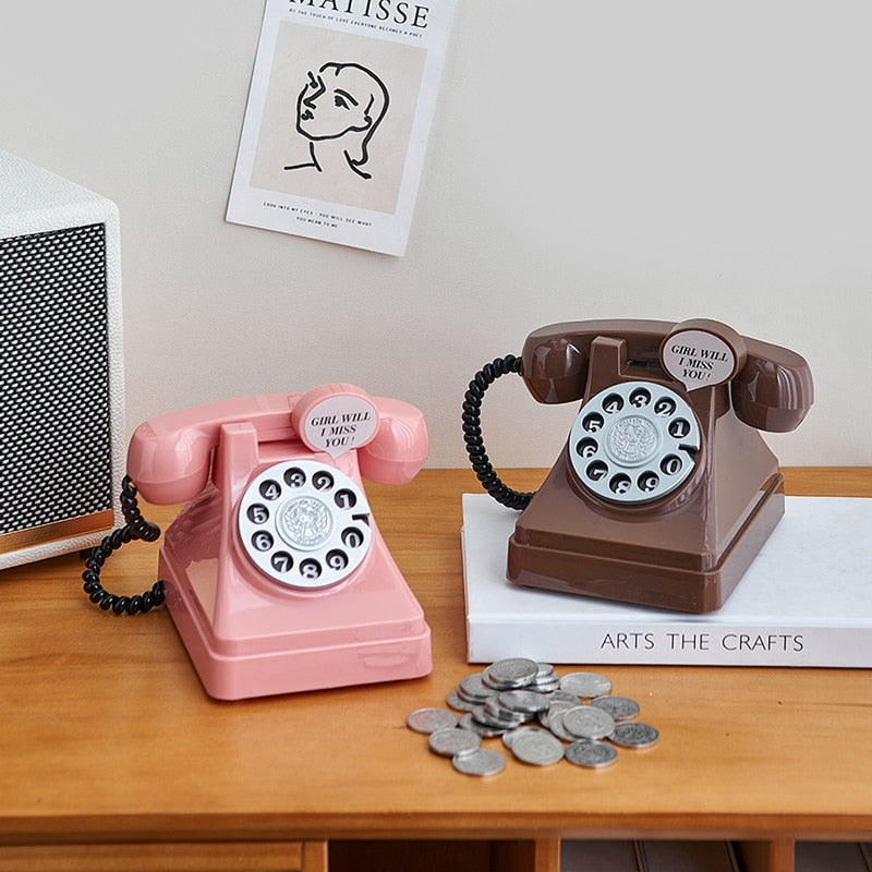 Decorative Figurines Vintage Telephone Money Saving Boxes Classical Office Desk Accessories Creative Piggy Bank Birthday Gifts acacuss