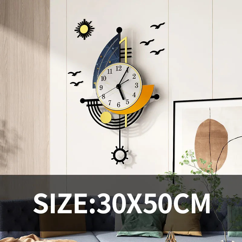 Decorative Wall Clock Navigation Sailboat Creative Design Clock Interior Watch Decoration Living Room Background Wall Decor acacuss