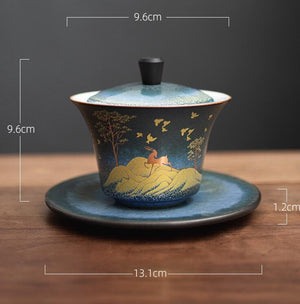 Deer Ceramic Gaiwan Home Retro Ceramic Kiln Turned Into Tea Bowl acacuss