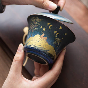 Deer Ceramic Gaiwan Home Retro Ceramic Kiln Turned Into Tea Bowl acacuss