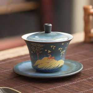 Deer Ceramic Gaiwan Home Retro Ceramic Kiln Turned Into Tea Bowl acacuss