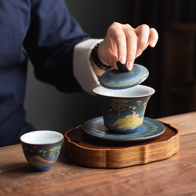 Deer Ceramic Gaiwan Home Retro Ceramic Kiln Turned Into Tea Bowl acacuss