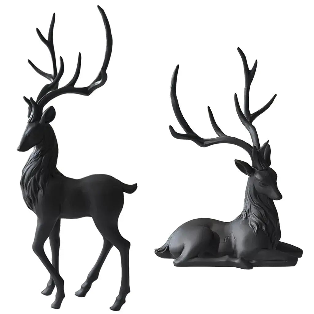 Deer Decoration Black Reindeer Ornaments for Shelf Living Room Craft Furnishings Elk Reindeer Ornaments Sculptures Home Decor acacuss