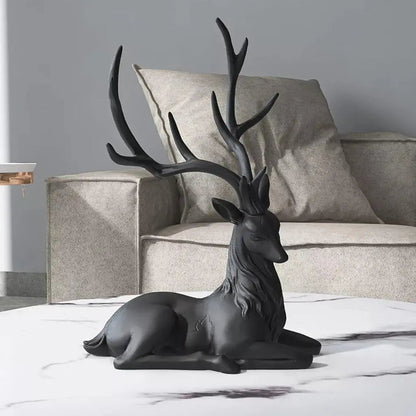 Deer Decoration Black Reindeer Ornaments for Shelf Living Room Craft Furnishings Elk Reindeer Ornaments Sculptures Home Decor acacuss