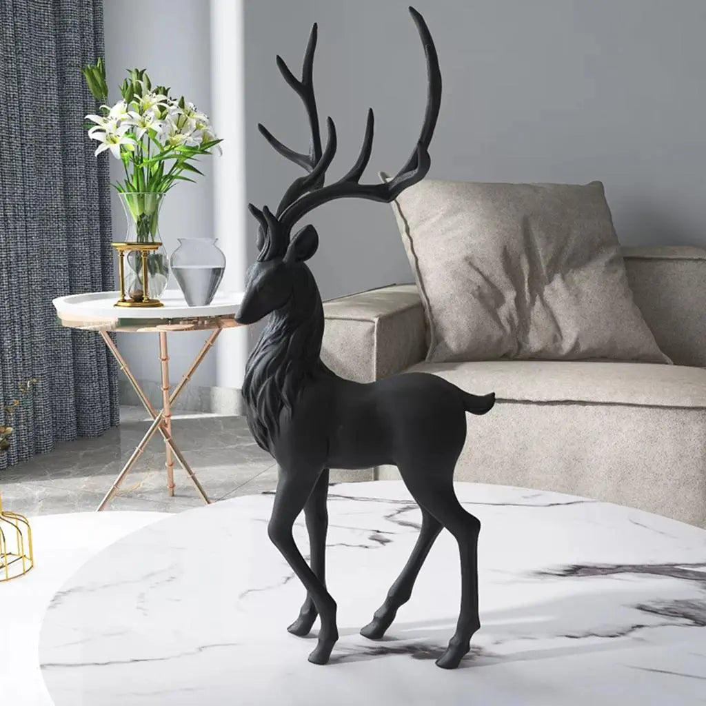 Deer Decoration Black Reindeer Ornaments for Shelf Living Room Craft Furnishings Elk Reindeer Ornaments Sculptures Home Decor acacuss