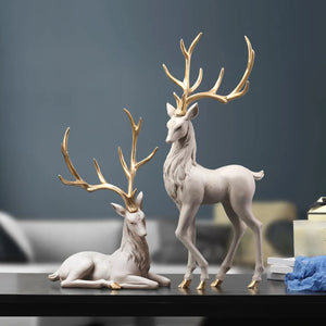 Deer Decoration Black Reindeer Ornaments for Shelf Living Room Craft Furnishings Elk Reindeer Ornaments Sculptures Home Decor acacuss