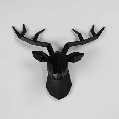 Deer Head Sculpture Animal Statue Figurines Wall Hanging Creative Elk  Art Antlers Statuette for Office Decoration Wall Mount acacuss