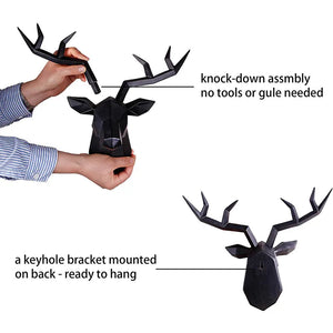 Deer Head Sculpture Animal Statue Figurines Wall Hanging Creative Elk  Art Antlers Statuette for Office Decoration Wall Mount acacuss