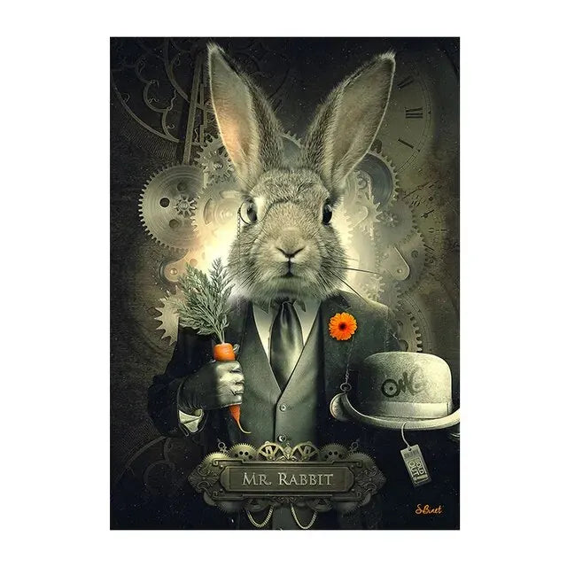 Deer Rabbit Gorilla jazz monkey Cat smoking Canvas painting Animal Posters and Prints Modern Wall Art Picture for Bathroom Decor acacuss