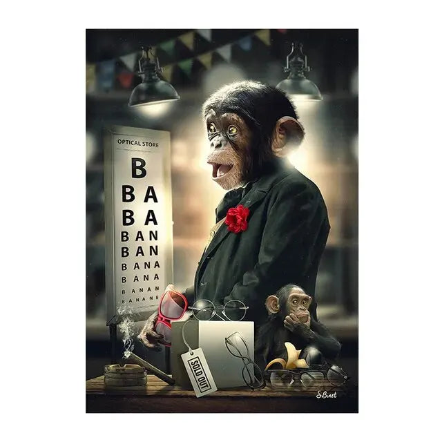 Deer Rabbit Gorilla jazz monkey Cat smoking Canvas painting Animal Posters and Prints Modern Wall Art Picture for Bathroom Decor acacuss