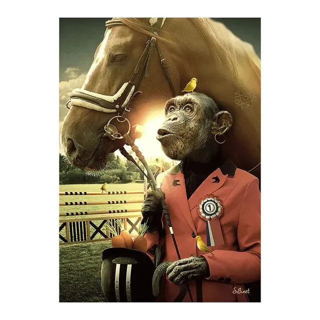 Deer Rabbit Gorilla jazz monkey Cat smoking Canvas painting Animal Posters and Prints Modern Wall Art Picture for Bathroom Decor acacuss