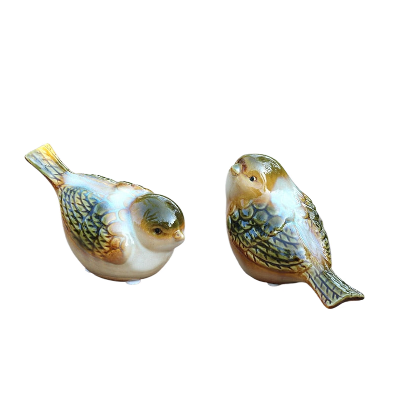 Delicate Porcelain Lovers Bird Miniature Decorative Ceramic Birdie Item Figurine Desktop Ornament Handicraft Present Accessories acacuss