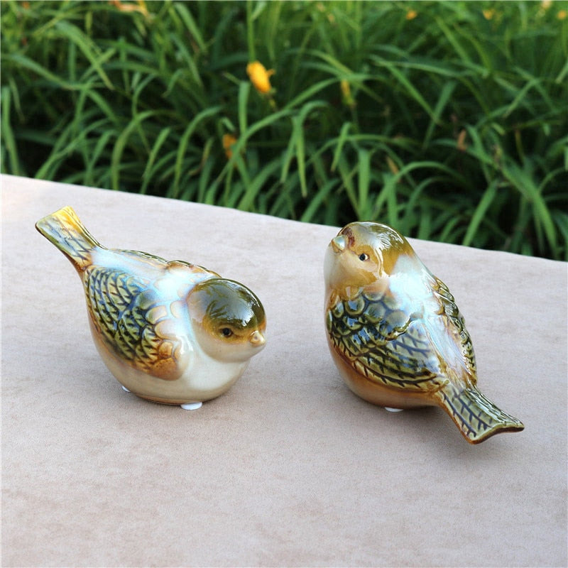 Delicate Porcelain Lovers Bird Miniature Decorative Ceramic Birdie Item Figurine Desktop Ornament Handicraft Present Accessories acacuss