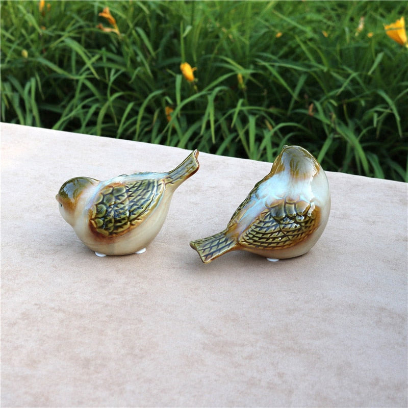 Delicate Porcelain Lovers Bird Miniature Decorative Ceramic Birdie Item Figurine Desktop Ornament Handicraft Present Accessories acacuss