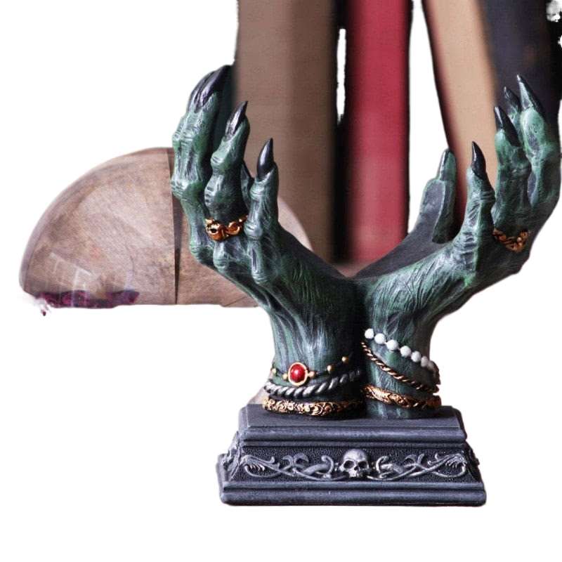 Devil Hand Crystal Ball Bracket Desktop Decoration Storage Witchcraft Tarot Halloween Ornament acacuss