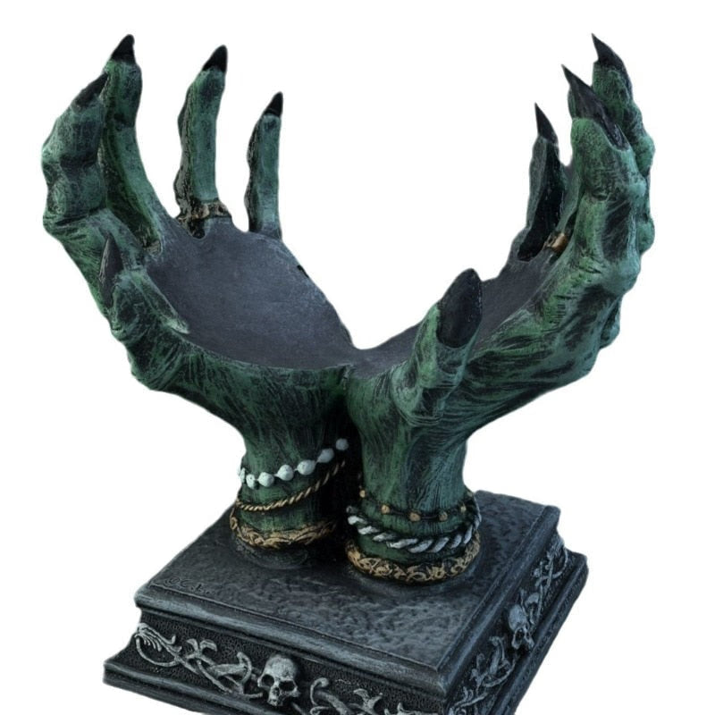 Devil Hand Crystal Ball Bracket Desktop Decoration Storage Witchcraft Tarot Halloween Ornament acacuss