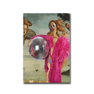 Disco Venus Botticelli's Venus Poster Altered Art Colorful Minimalist Wall Art Eclectic Fun Print Modern Living Room Home Decor acacuss