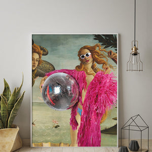 Disco Venus Botticelli's Venus Poster Altered Art Colorful Minimalist Wall Art Eclectic Fun Print Modern Living Room Home Decor acacuss