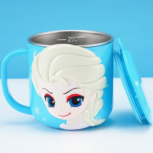 Disney Cups Frozen Elsa Anna Princess Cartoon Milk Cup Mugs 3D Mickey Minnie Stainless Steel Cup Baby Kids Girls Coffee Mug acacuss
